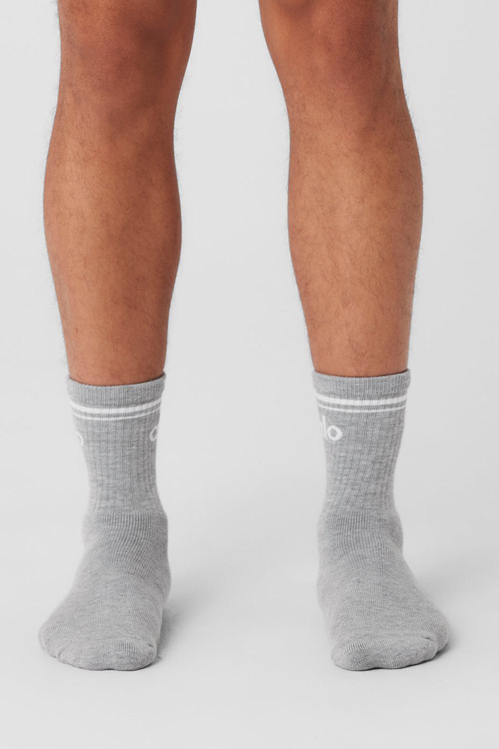 Athletic Heather Grey / White Women Alo Yoga Unisex Half-Crew Throwback Sock | Australia  38741-BZUD