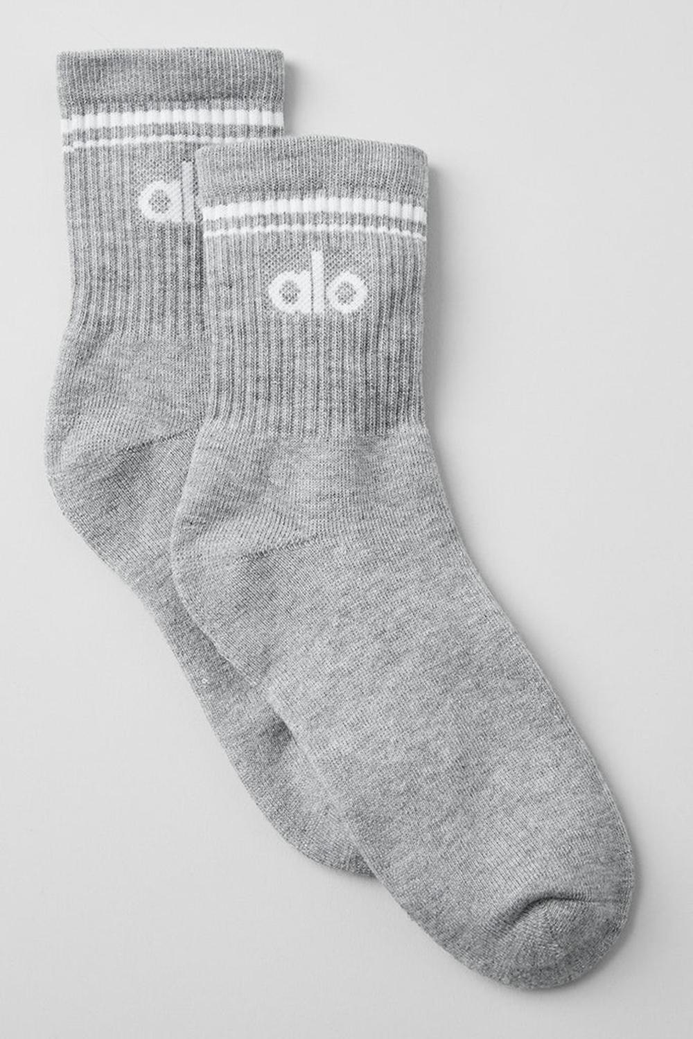 Athletic Heather Grey / White Women Alo Yoga Unisex Half-Crew Throwback Sock | Australia  38741-BZUD