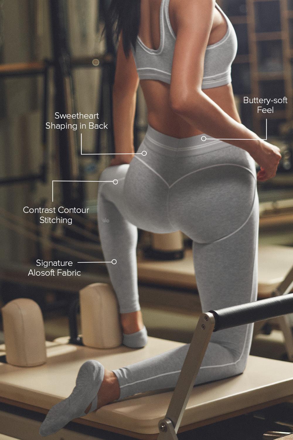 Athletic Heather Grey / White Women Alo Yoga Alosoft High-Waist Heart Throb Legging | Australia  80674-USAW