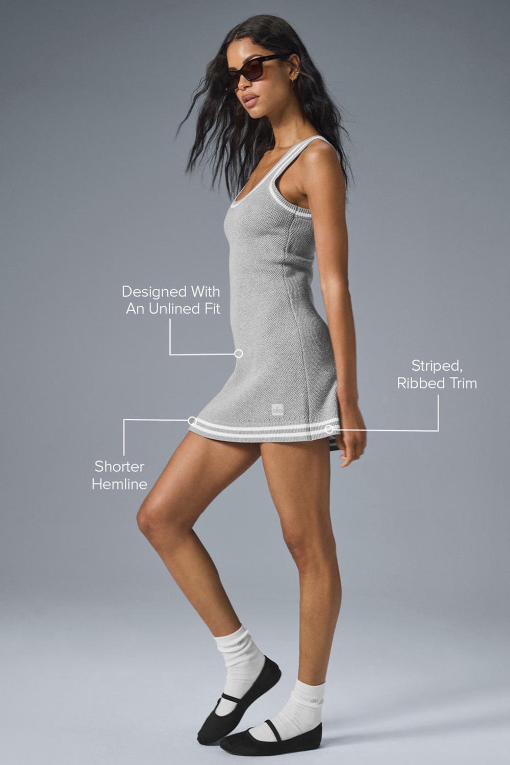Athletic Heather Grey / White Women Alo Yoga Tennis Club Sweater Knit Dress | Australia  65293-JQBT