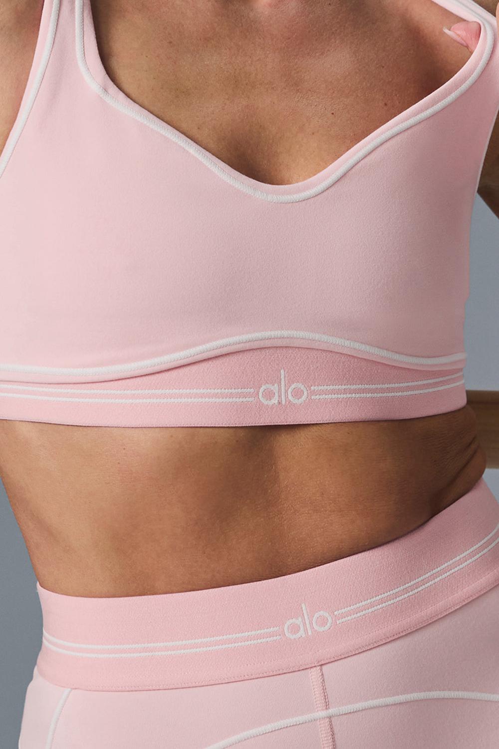 Ballet Pink / White Women Alo Yoga Airbrush Heart Throb Bra | Australia  14289-DAYU