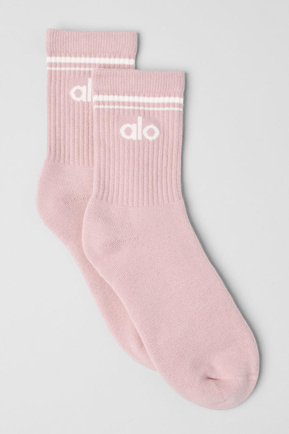 Ballet Pink / White Women Alo Yoga Unisex Half-Crew Throwback Sock | Australia  84935-MXVE