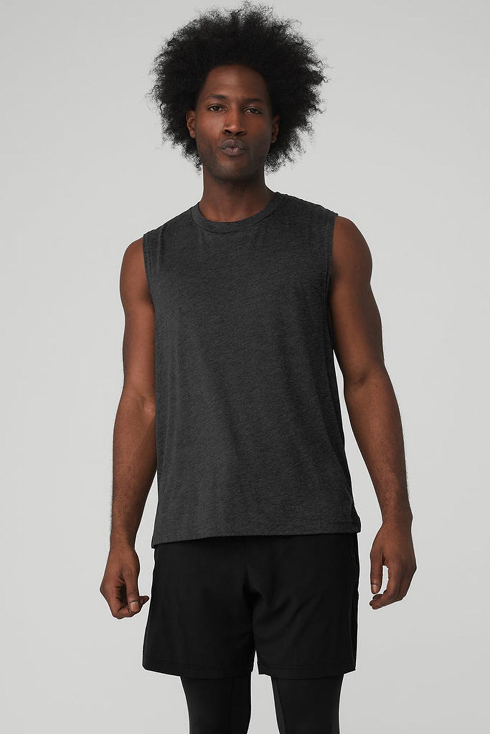 Black Heather Men Alo Yoga The Triumph Muscle Tank | Australia  91807-RGZV