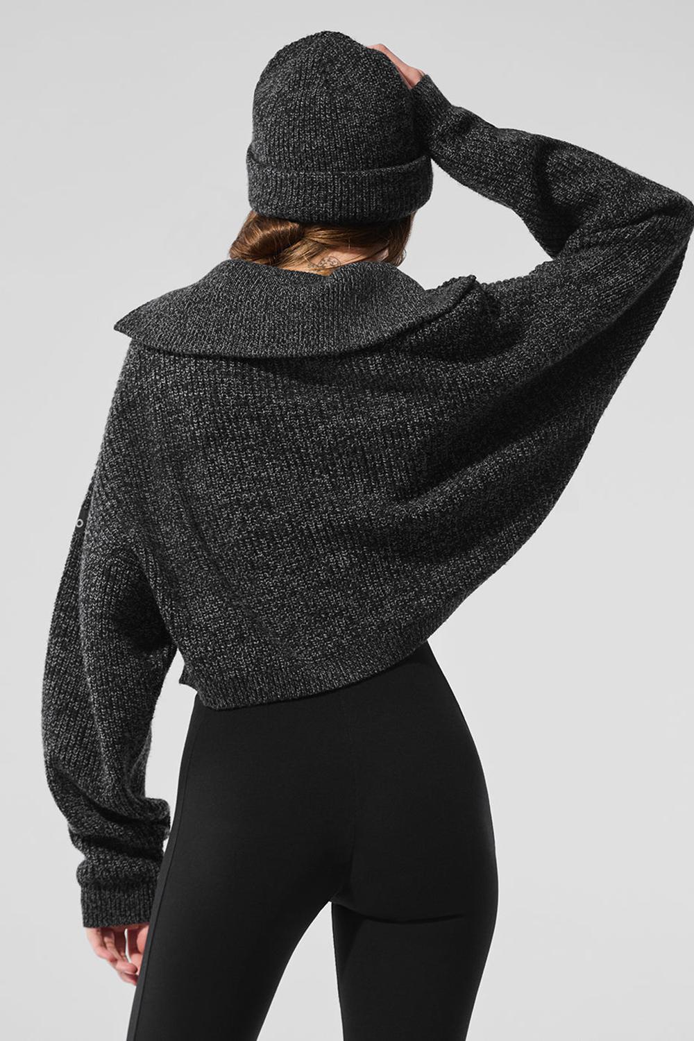 Black Marl Women Alo Yoga Marl 1/4 Zip Pullover | Australia  28594-WVKR