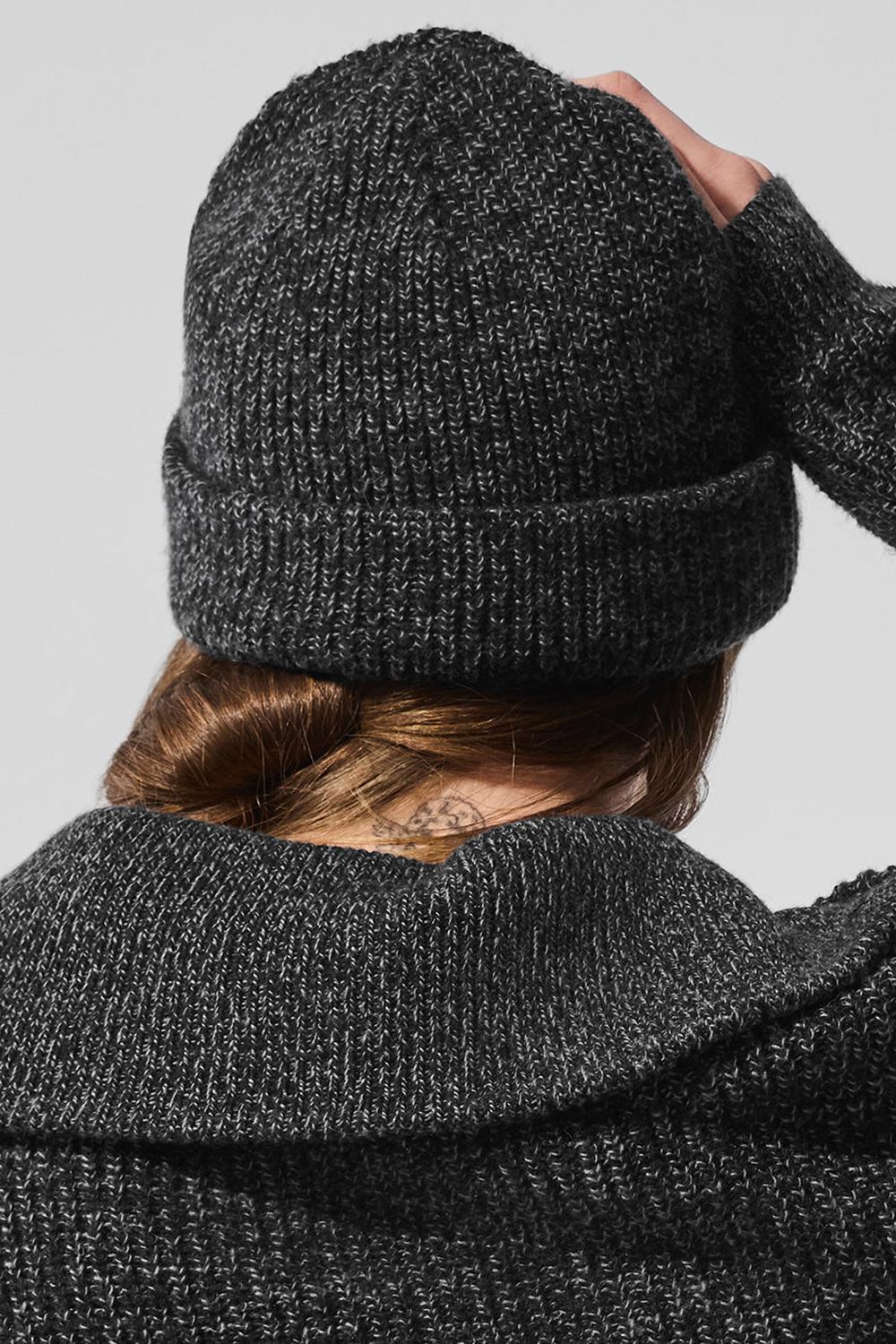 Black Marl Women Alo Yoga Marl Beanie | Australia  51602-JKIB