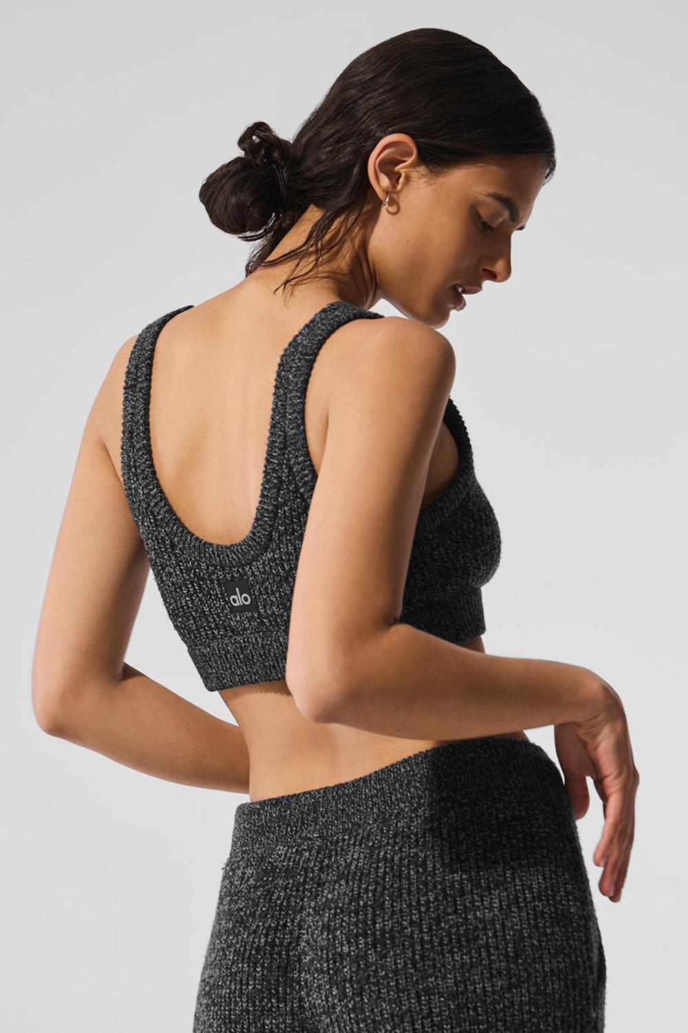 Black Marl Women Alo Yoga Marl Sweater Bra | Australia  90128-BGWD