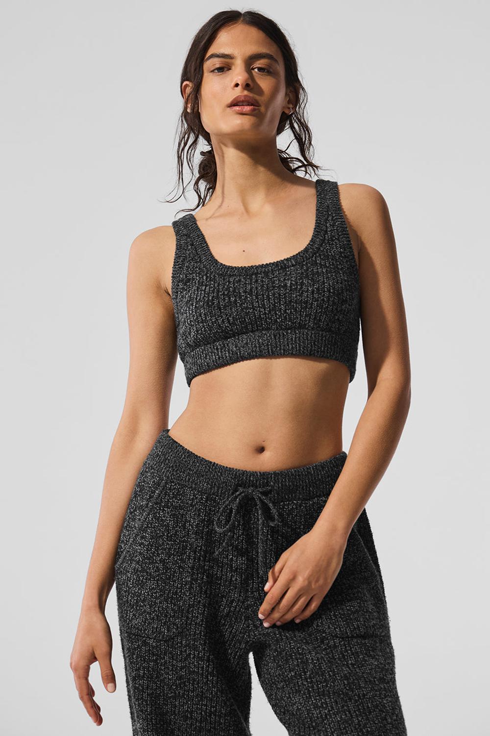 Black Marl Women Alo Yoga Marl Sweater Bra | Australia  90128-BGWD