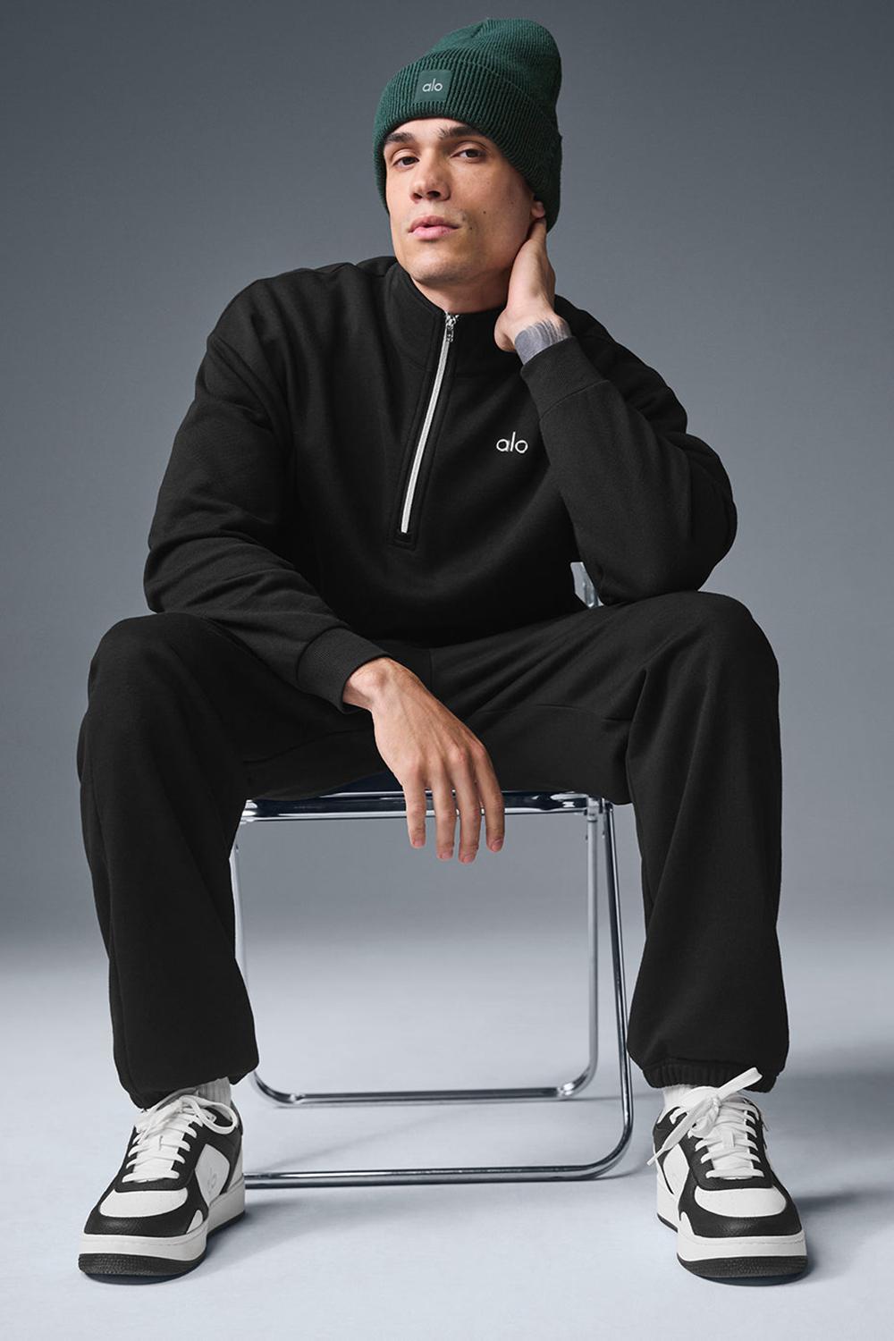 Black Men Alo Yoga Accolade 1/4 Zip Pullover | Australia  60875-MYET