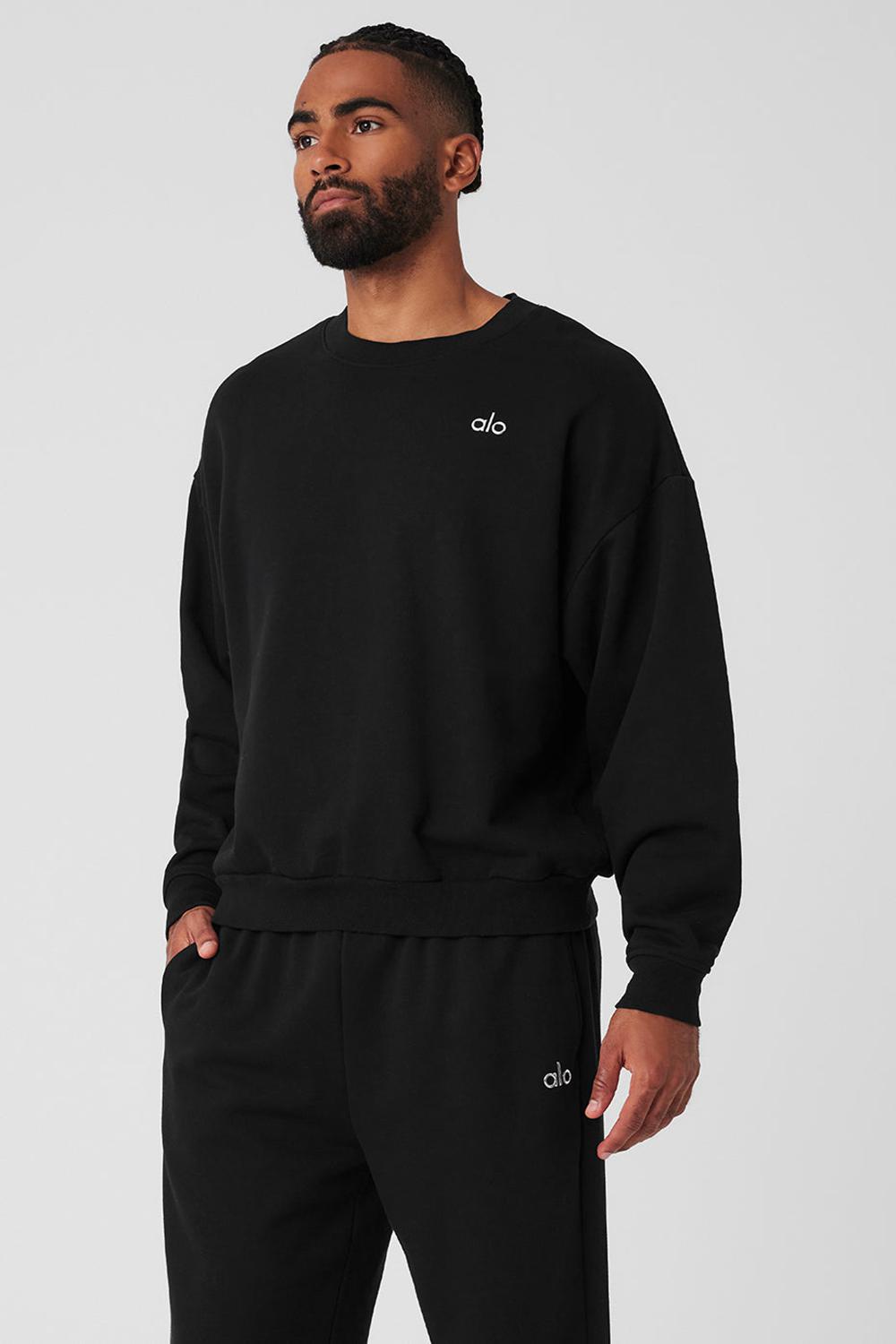 Black Men Alo Yoga Accolade Crew Neck Pullover | Australia  85270-IXZR