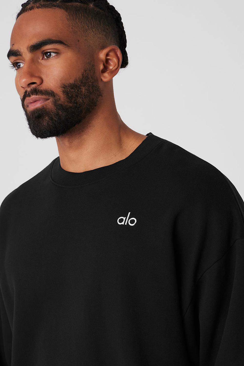Black Men Alo Yoga Accolade Crew Neck Pullover | Australia  85270-IXZR