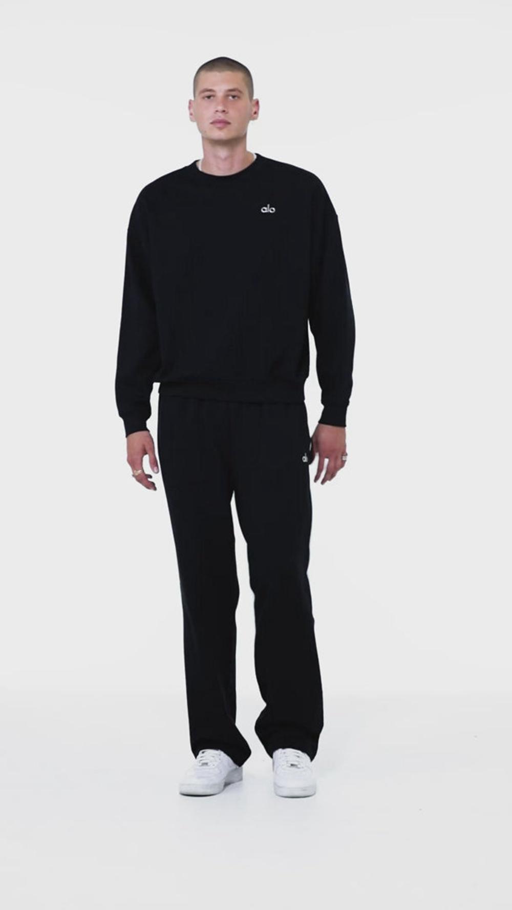 Black Men Alo Yoga Accolade Crew Neck Pullover | Australia  85270-IXZR