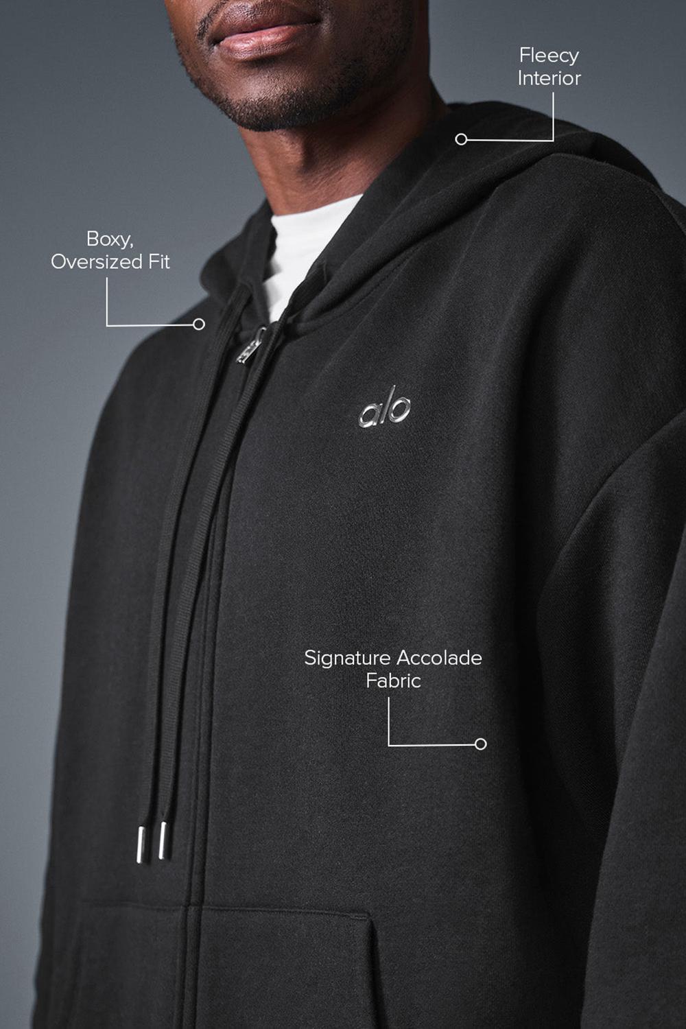 Black Men Alo Yoga Accolade Full Zip Hoodie | Australia  26154-GVFK