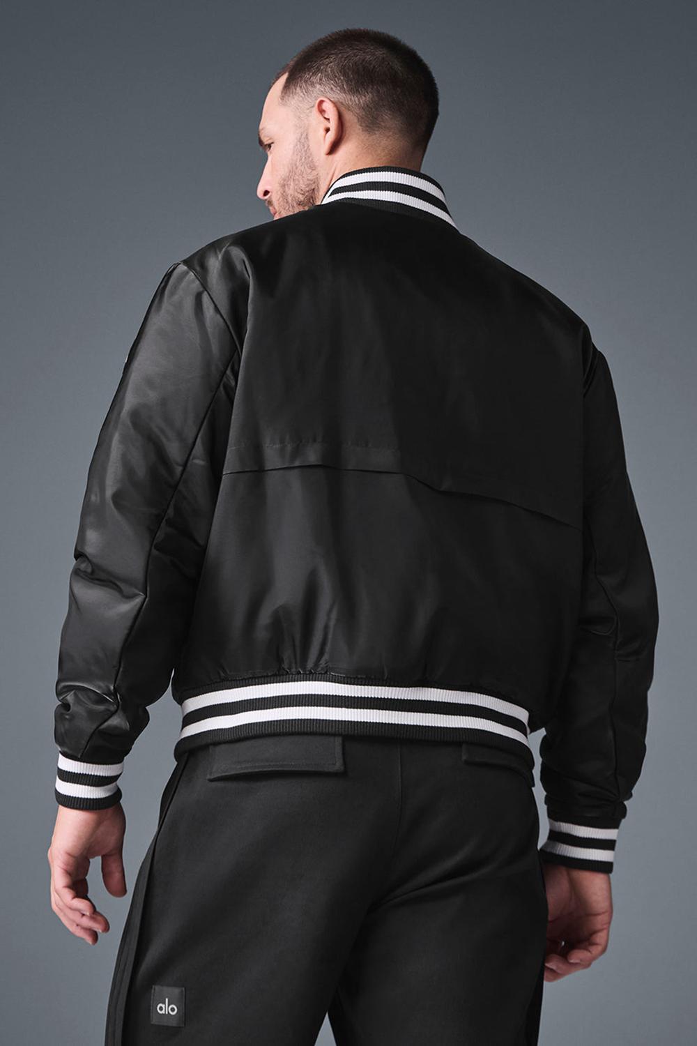 Black Men Alo Yoga Afterglow Varsity Jacket | Australia  30175-NBKO