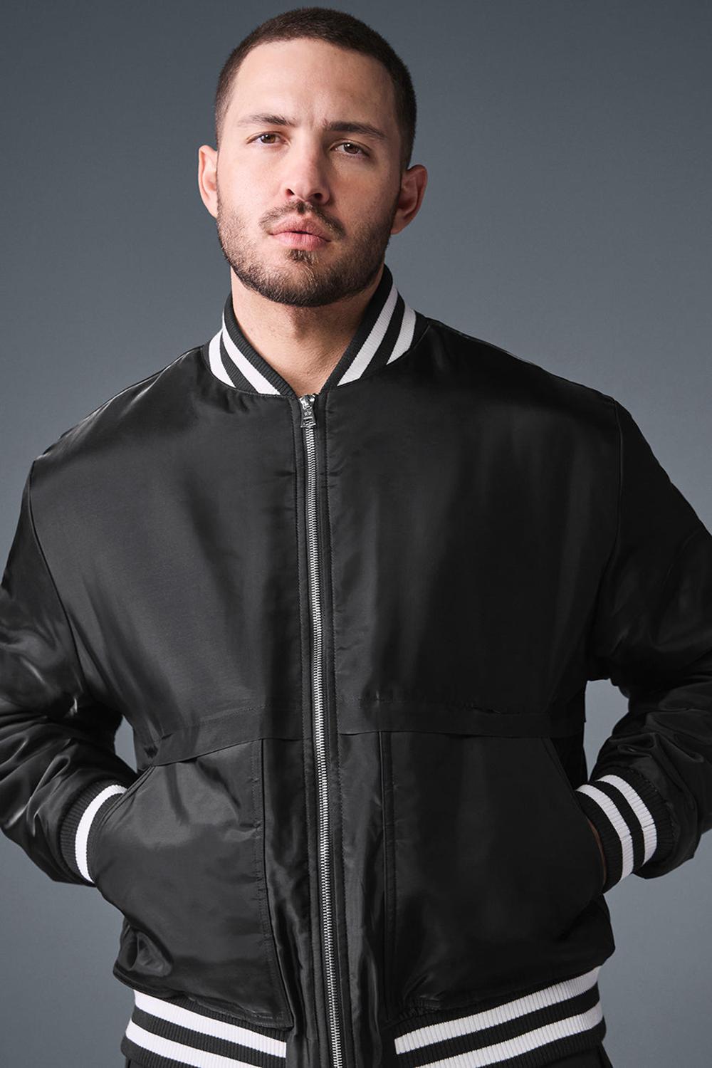 Black Men Alo Yoga Afterglow Varsity Jacket | Australia  30175-NBKO