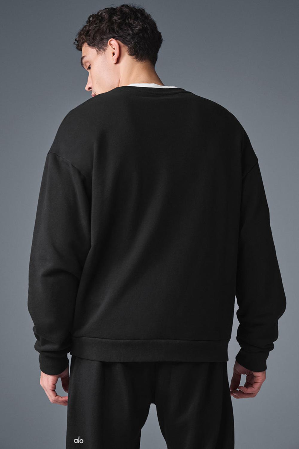 Black Men Alo Yoga Chill Crew Neck Pullover | Australia  51980-PGSD