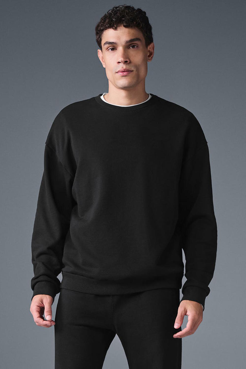 Black Men Alo Yoga Chill Crew Neck Pullover | Australia  51980-PGSD
