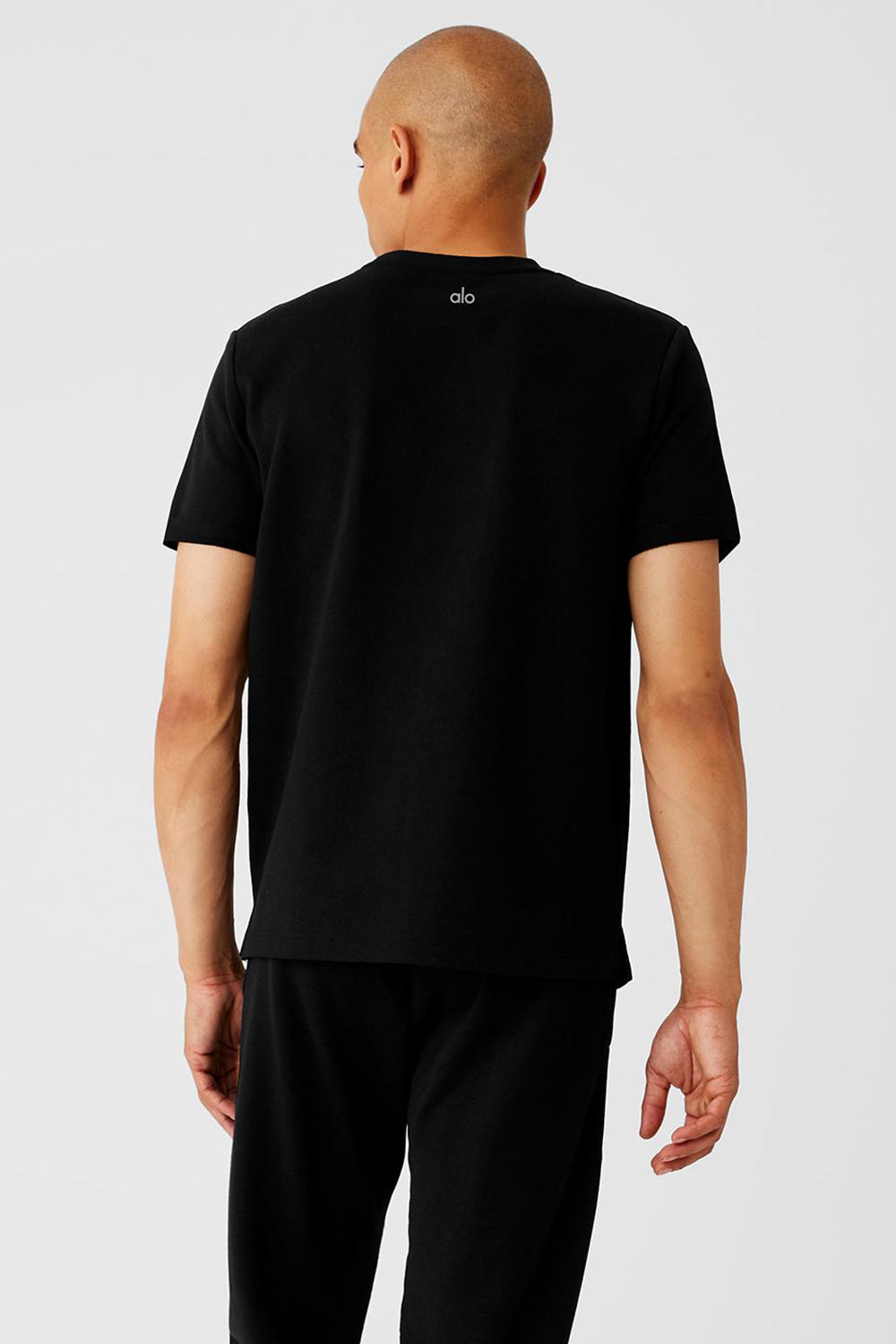 Black Men Alo Yoga Chill Short Sleeve | Australia  87346-XAVF