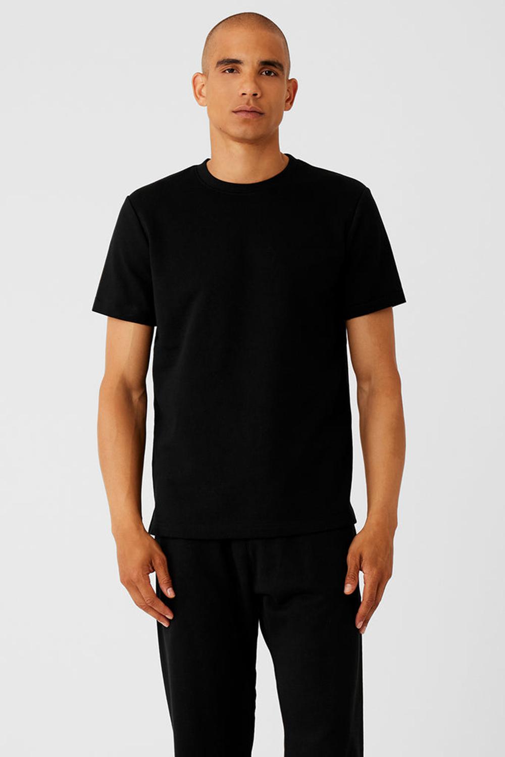 Black Men Alo Yoga Chill Short Sleeve | Australia  87346-XAVF