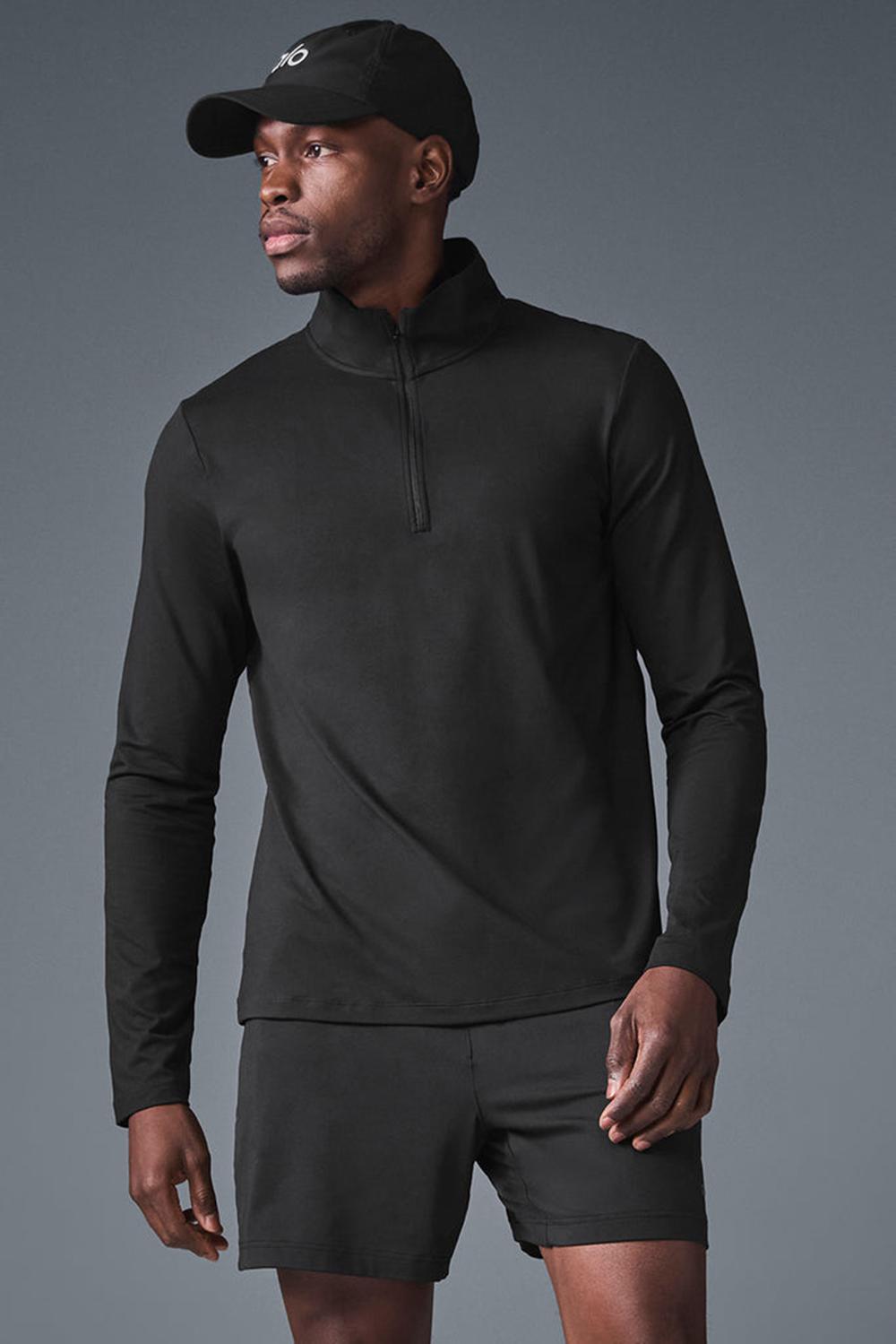 Black Men Alo Yoga Conquer 1/4 Zip Reform Long Sleeve | Australia  70821-WDPO