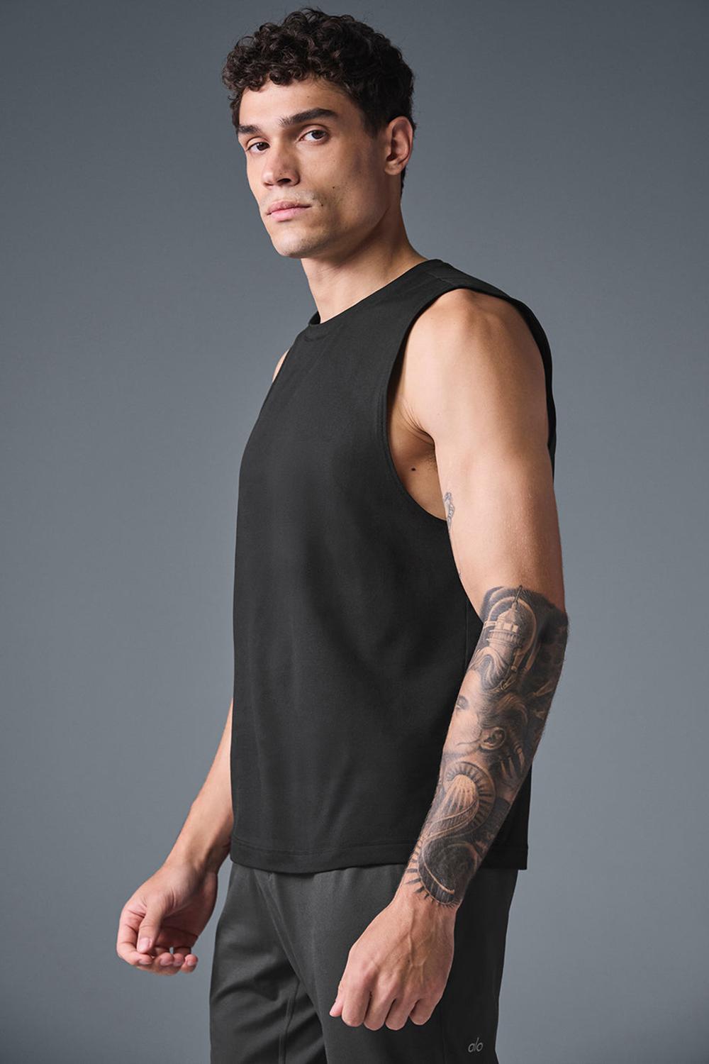 Black Men Alo Yoga Conquer Muscle Tank | Australia  80972-RBAN
