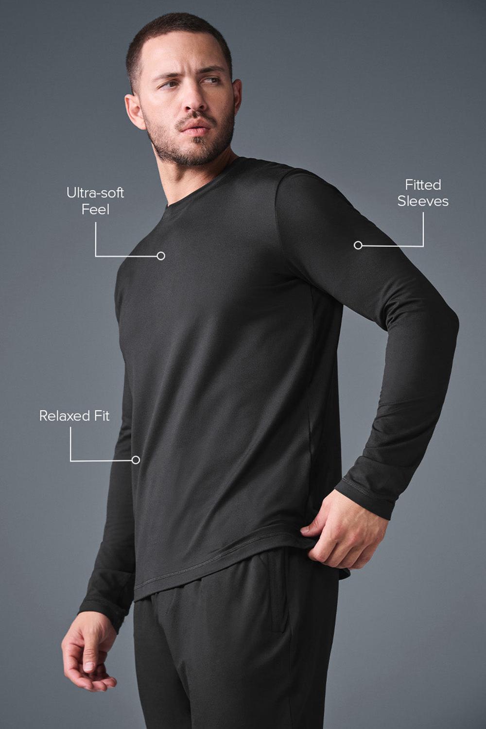 Black Men Alo Yoga Conquer Reform Crewneck Long Sleeve | Australia  59730-TMSY