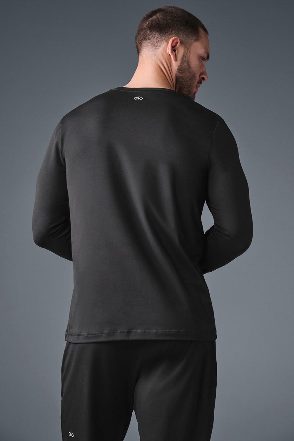 Black Men Alo Yoga Conquer Reform Crewneck Long Sleeve | Australia  59730-TMSY