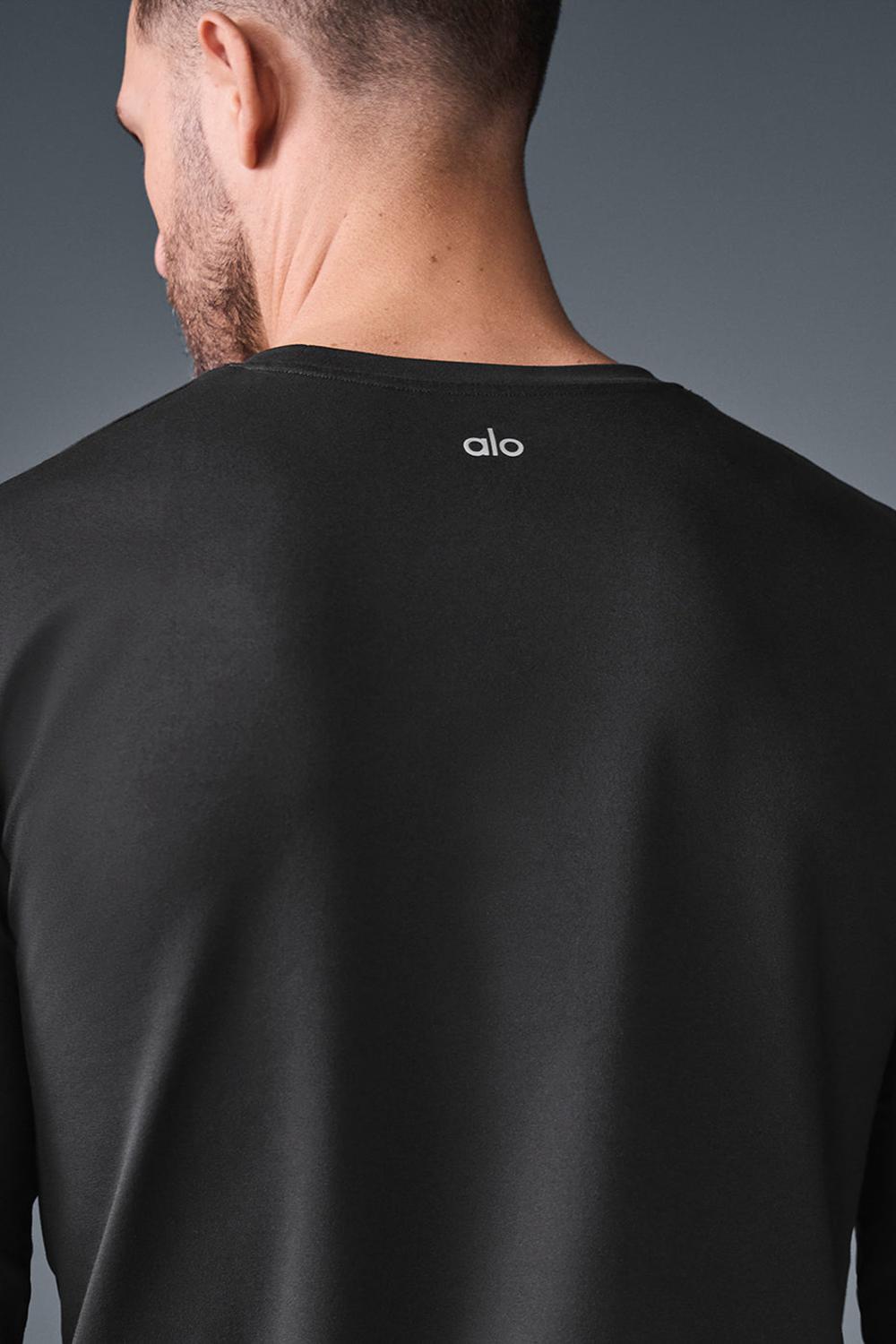 Black Men Alo Yoga Conquer Reform Crewneck Long Sleeve | Australia  59730-TMSY