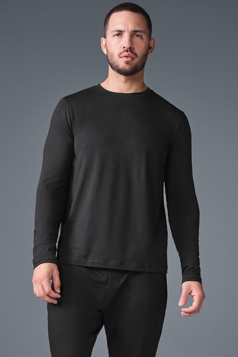 Black Men Alo Yoga Conquer Reform Crewneck Long Sleeve | Australia  59730-TMSY