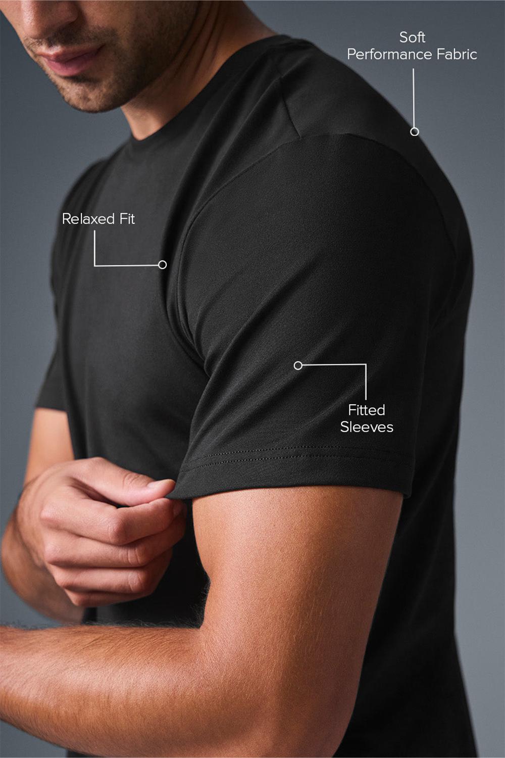 Black Men Alo Yoga Conquer Reform Crewneck Short Sleeve | Australia  68540-HURM