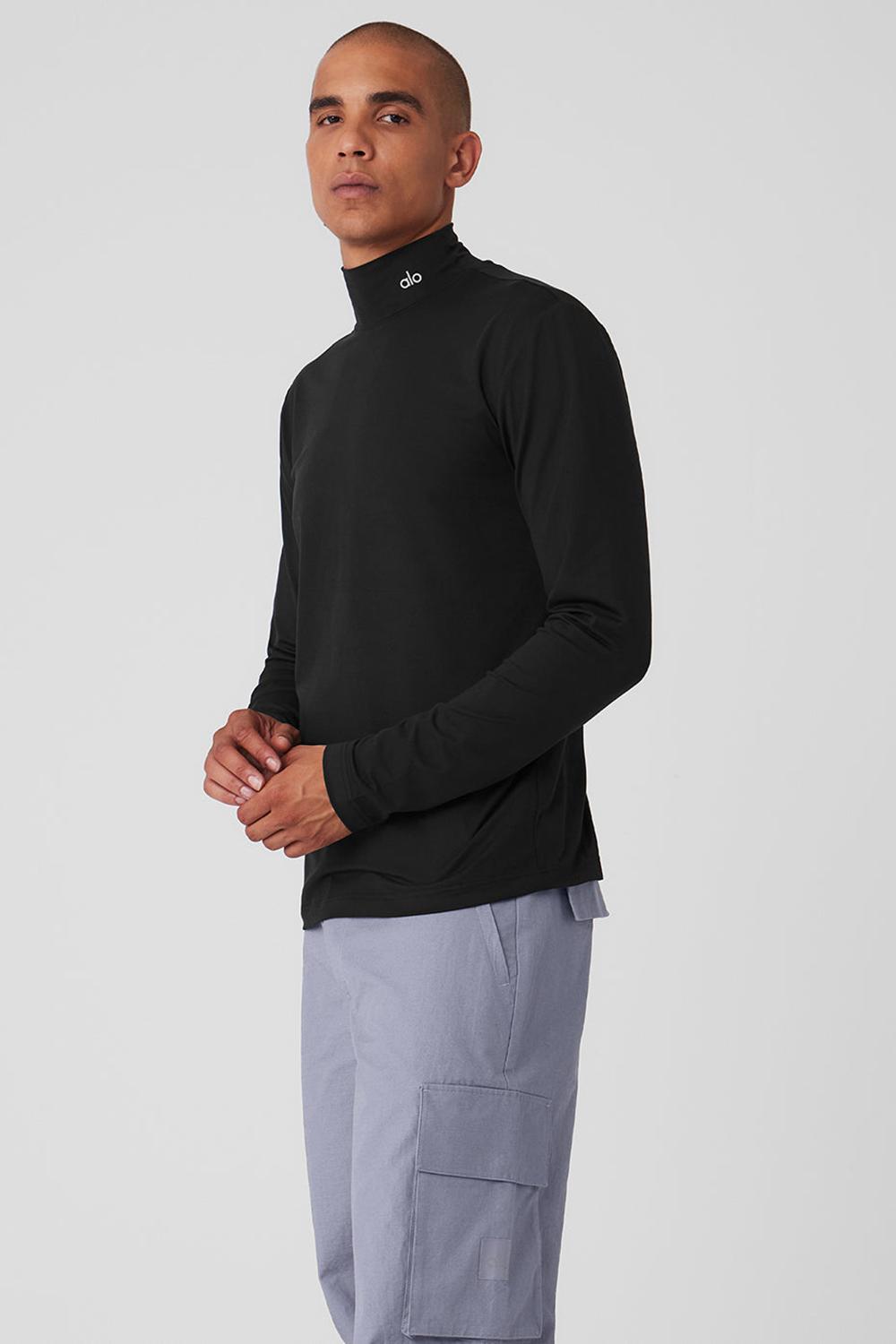 Black Men Alo Yoga Conquer Reform Mock Neck Long Sleeve | Australia  73265-ZKED