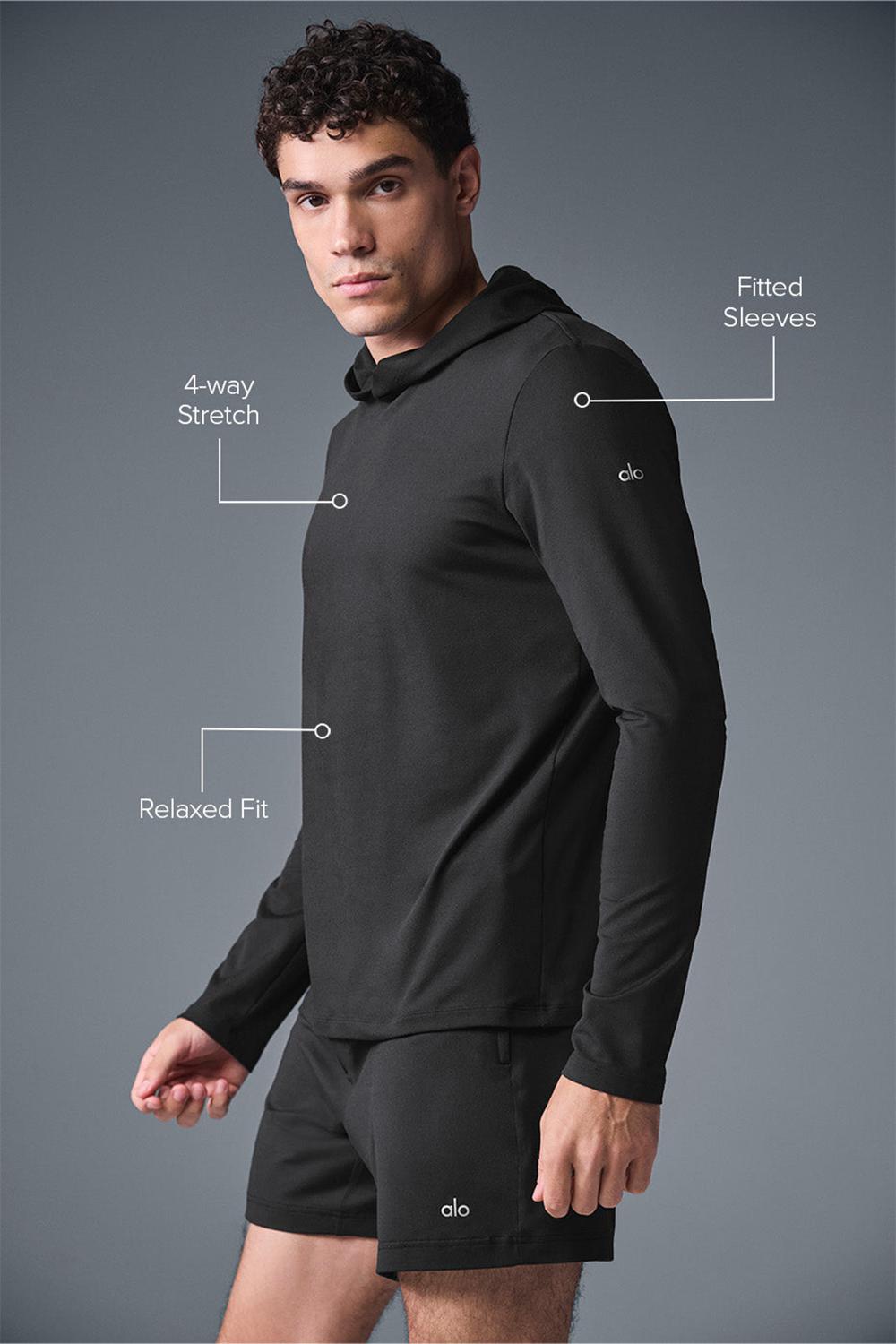 Black Men Alo Yoga Conquer Reform With Hood Long Sleeve | Australia  78503-PCZU