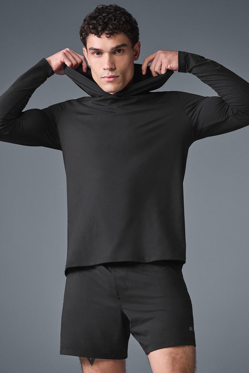 Black Men Alo Yoga Conquer Reform With Hood Long Sleeve | Australia  78503-PCZU