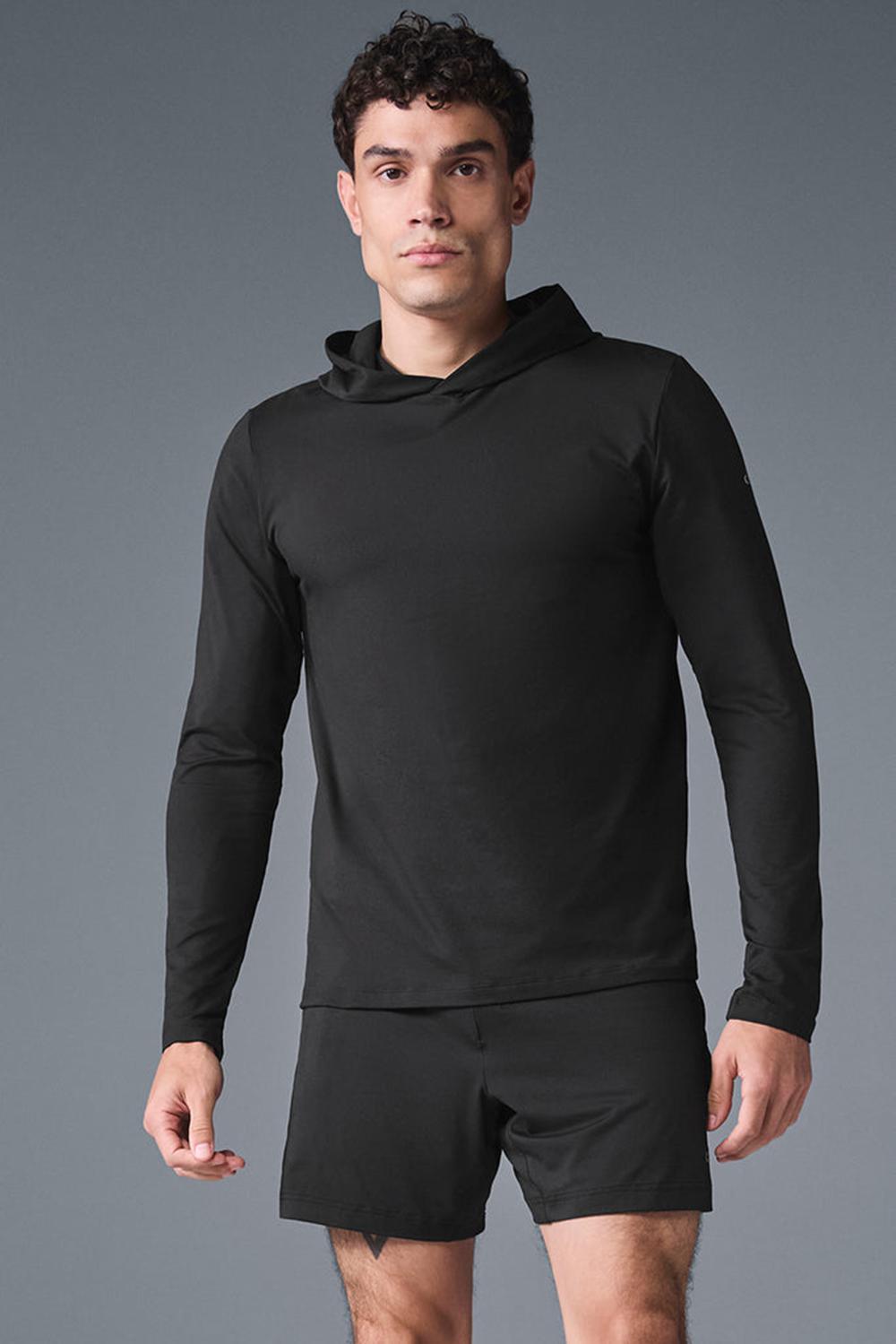Black Men Alo Yoga Conquer Reform With Hood Long Sleeve | Australia  78503-PCZU