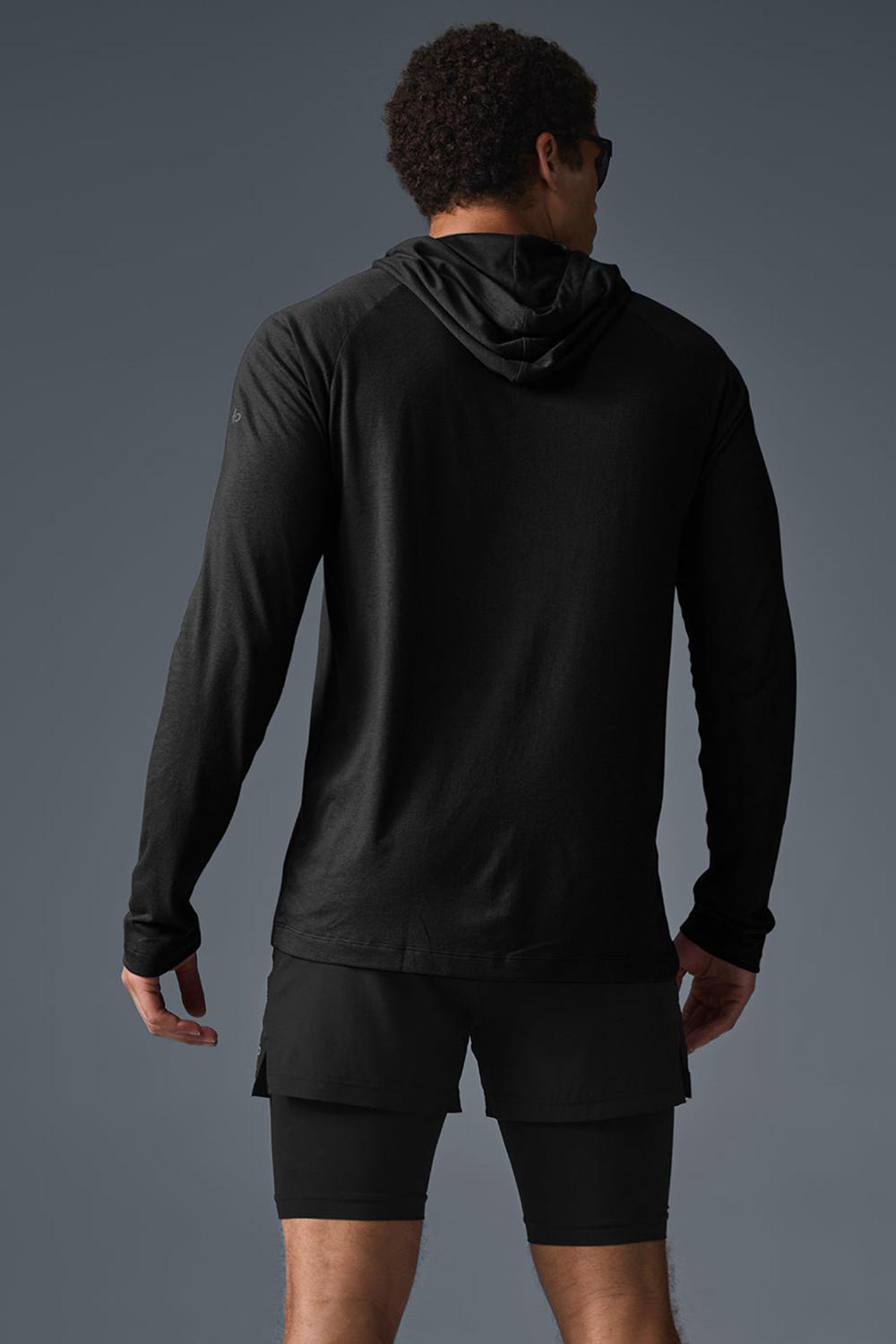 Black Men Alo Yoga Core Runner Hoodie | Australia  84123-TIHF