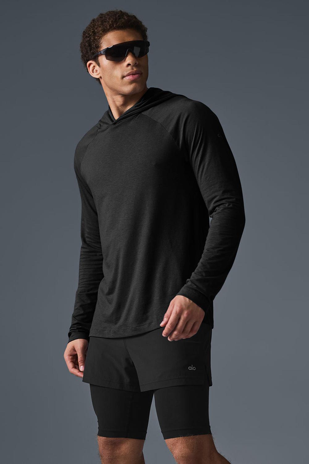 Black Men Alo Yoga Core Runner Hoodie | Australia  84123-TIHF