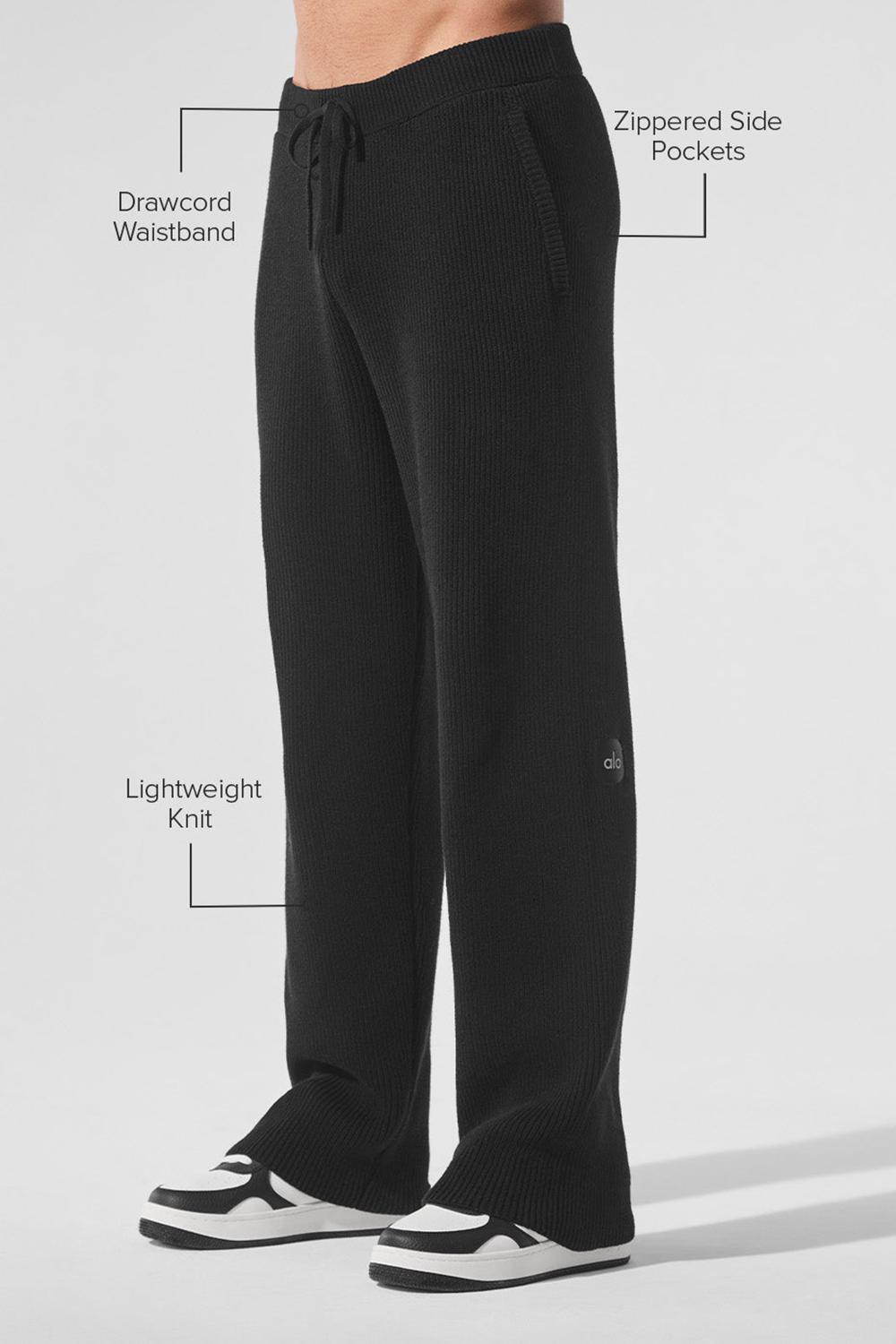 Black Men Alo Yoga Domain Rib Knit Sweatpant | Australia  74609-QDTU
