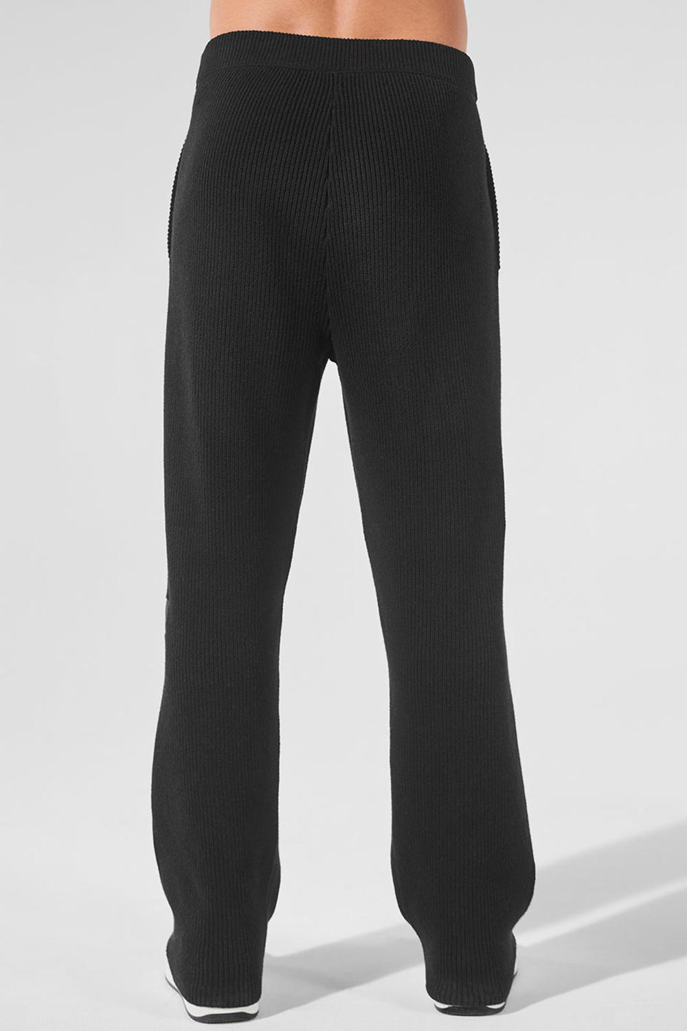 Black Men Alo Yoga Domain Rib Knit Sweatpant | Australia  74609-QDTU
