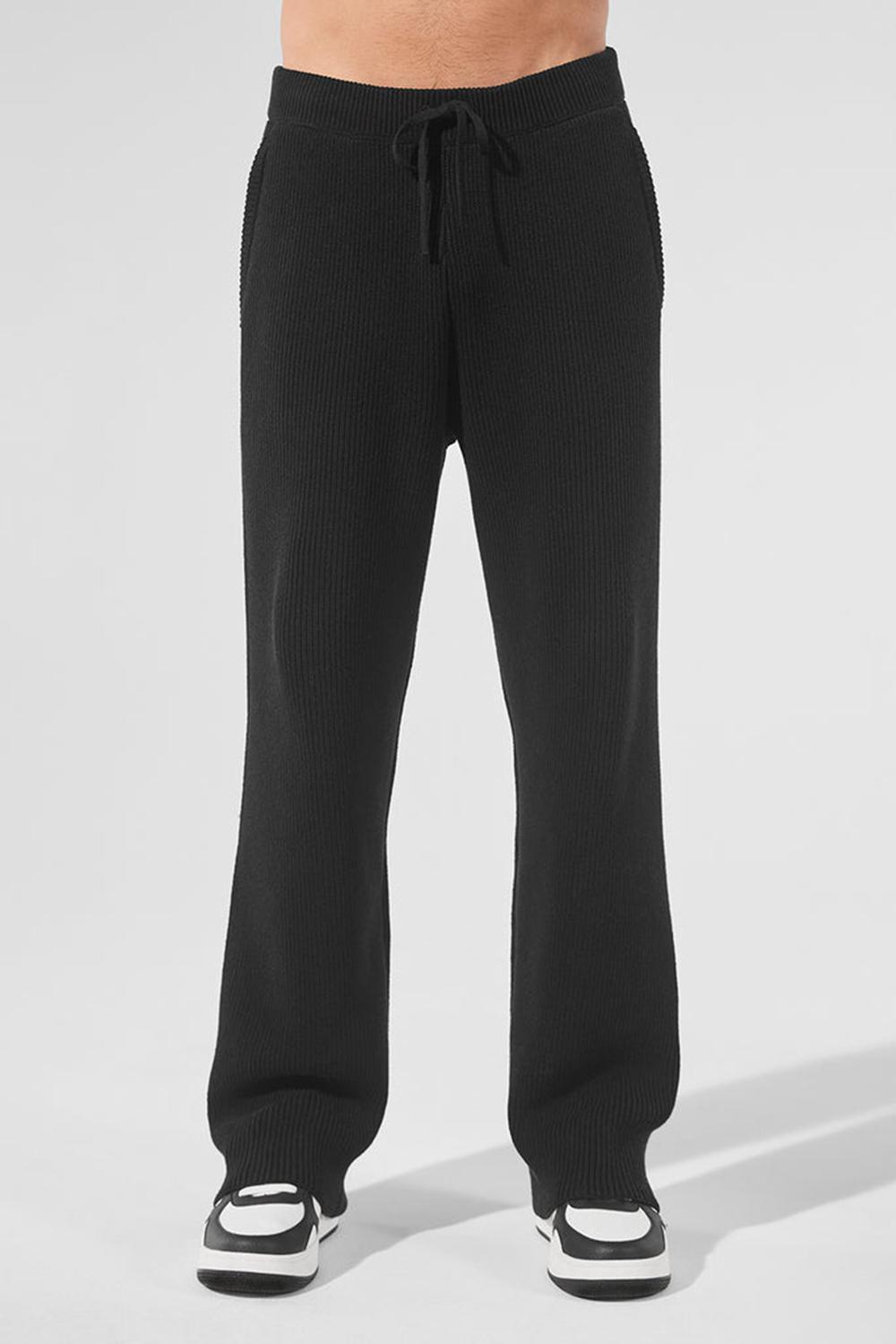 Black Men Alo Yoga Domain Rib Knit Sweatpant | Australia  74609-QDTU