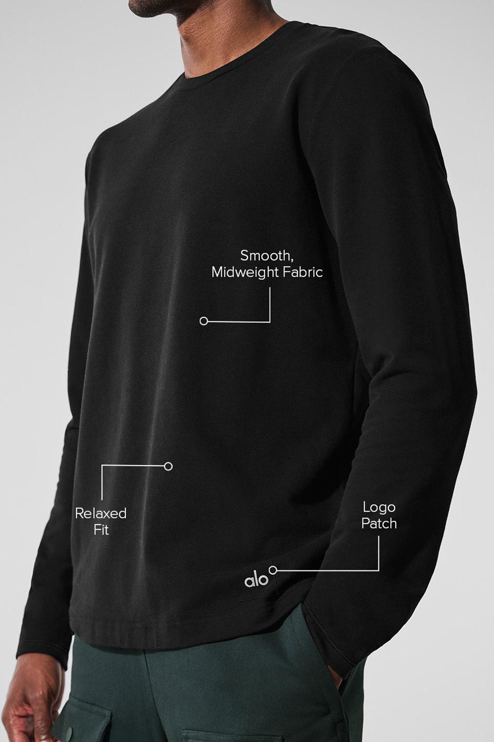Black Men Alo Yoga Double Take Crew Long Sleeve | Australia  03162-OCWL