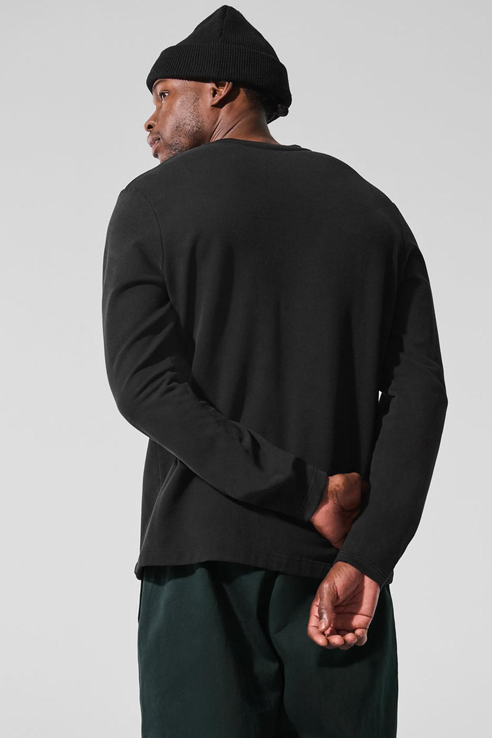 Black Men Alo Yoga Double Take Crew Long Sleeve | Australia  03162-OCWL