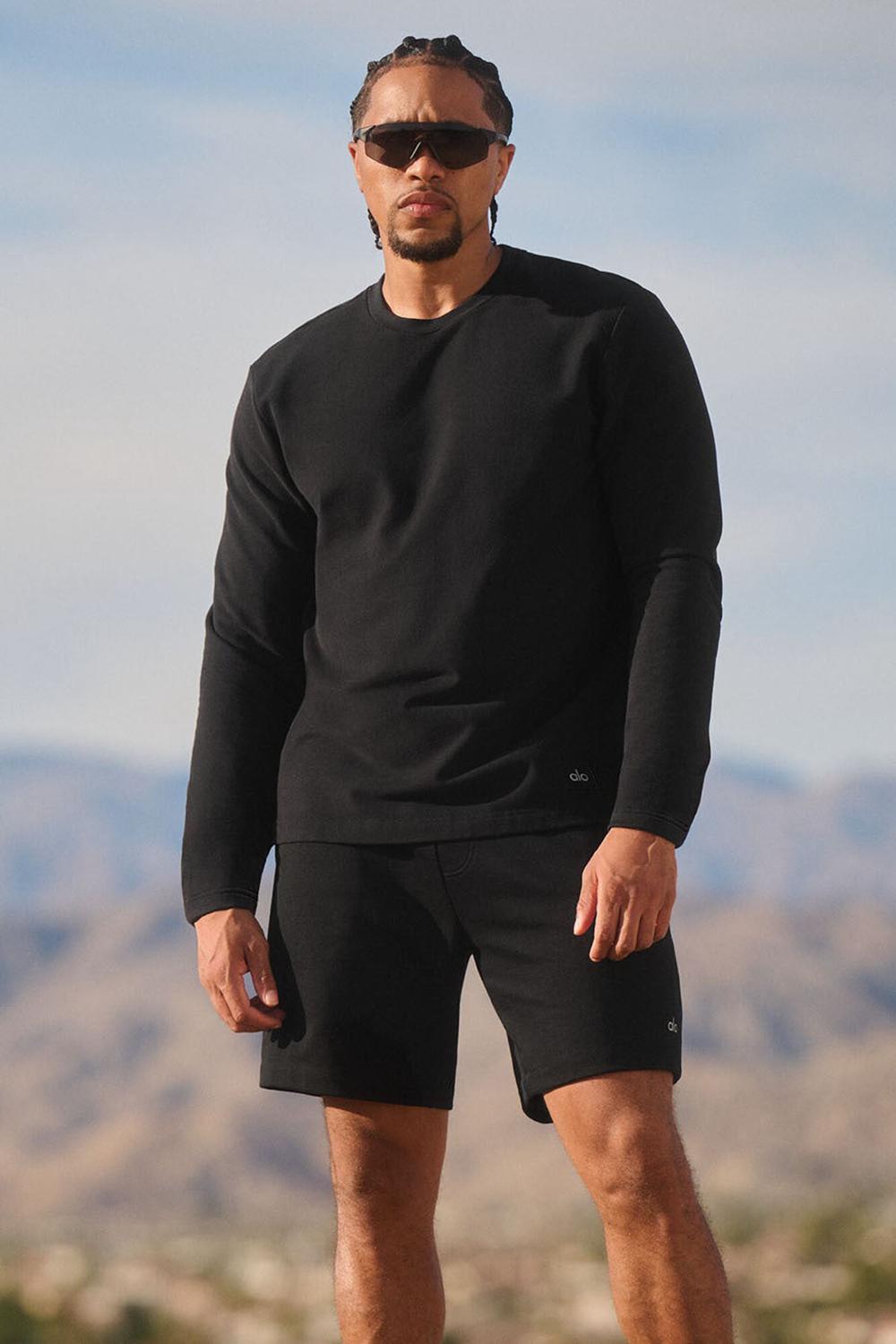 Black Men Alo Yoga Double Take Crew Long Sleeve | Australia  03162-OCWL