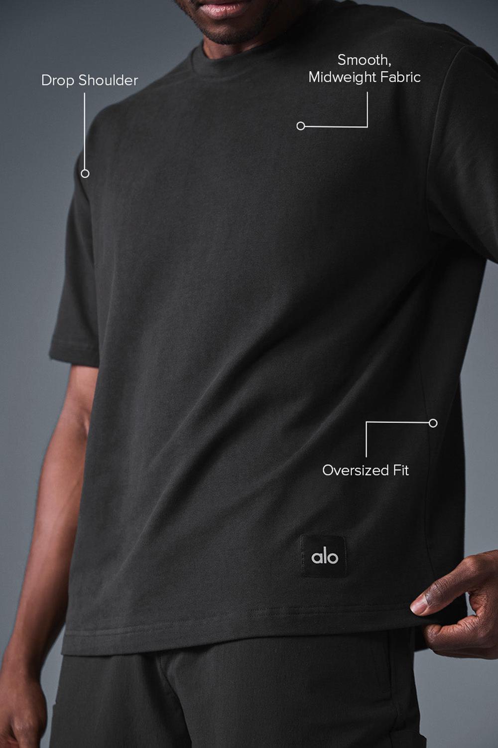 Black Men Alo Yoga Double Take Short Sleeve | Australia  84576-RDSO