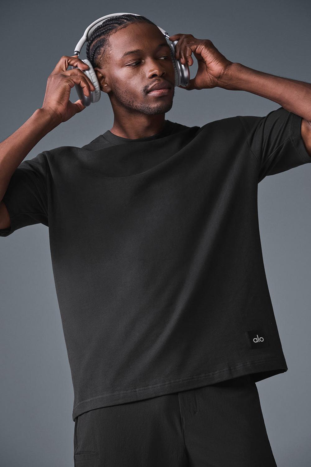 Black Men Alo Yoga Double Take Short Sleeve | Australia  84576-RDSO