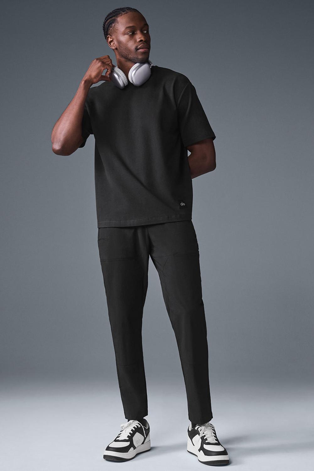 Black Men Alo Yoga Double Take Short Sleeve | Australia  84576-RDSO