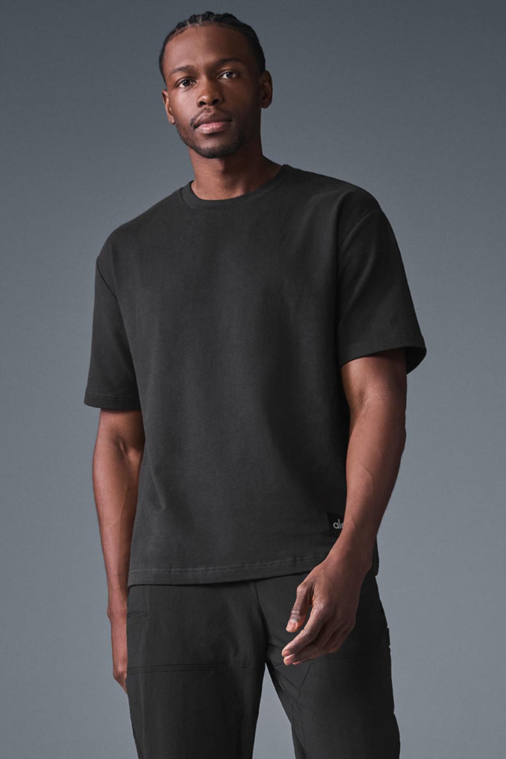 Black Men Alo Yoga Double Take Short Sleeve | Australia  84576-RDSO