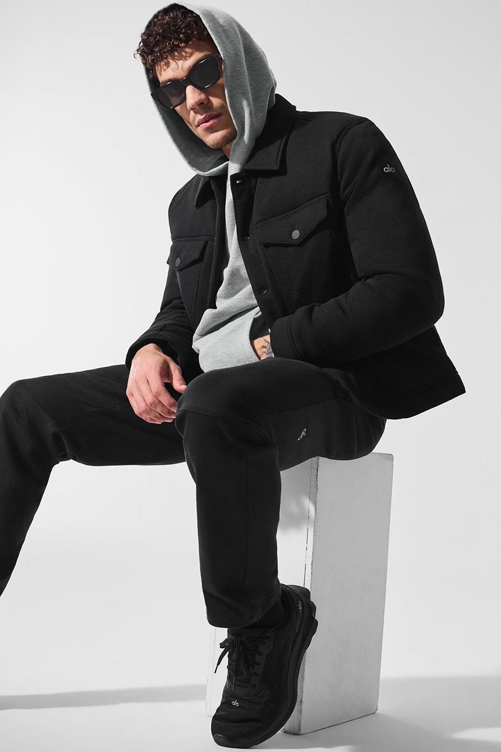 Black Men Alo Yoga Ease Trucker Jacket | Australia  38967-OTEA