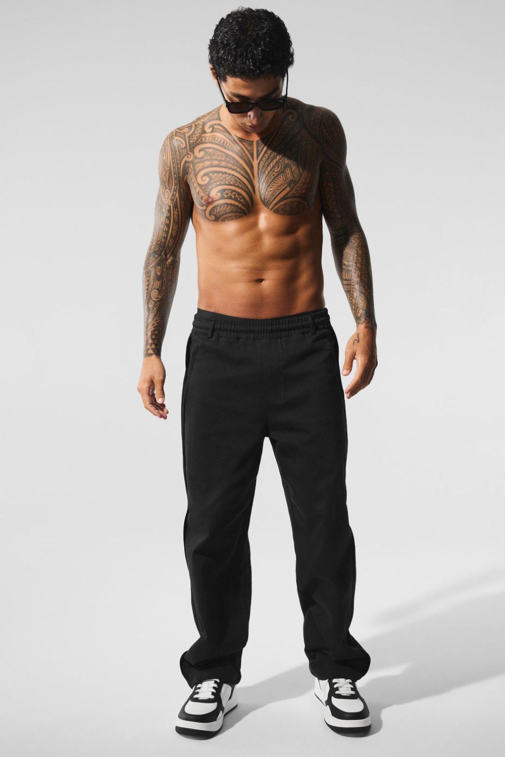 Black Men Alo Yoga Edition Sueded Straight Leg Pant | Australia  41895-MYVI
