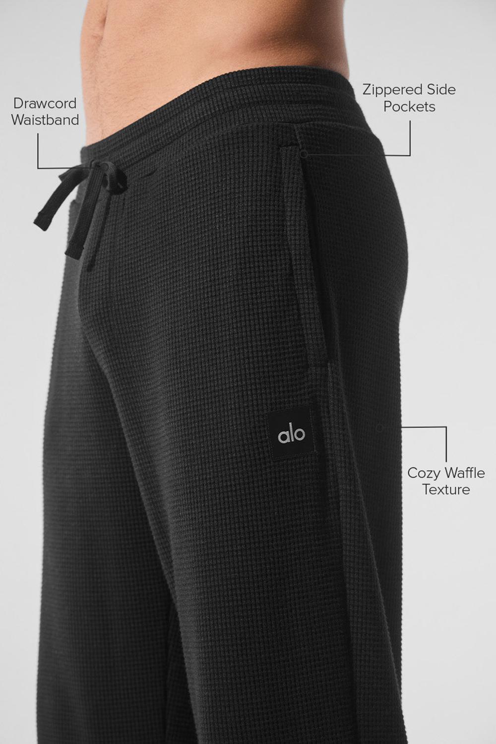 Black Men Alo Yoga Elevate Waffle Straight Leg Pant | Australia  13498-VFZJ