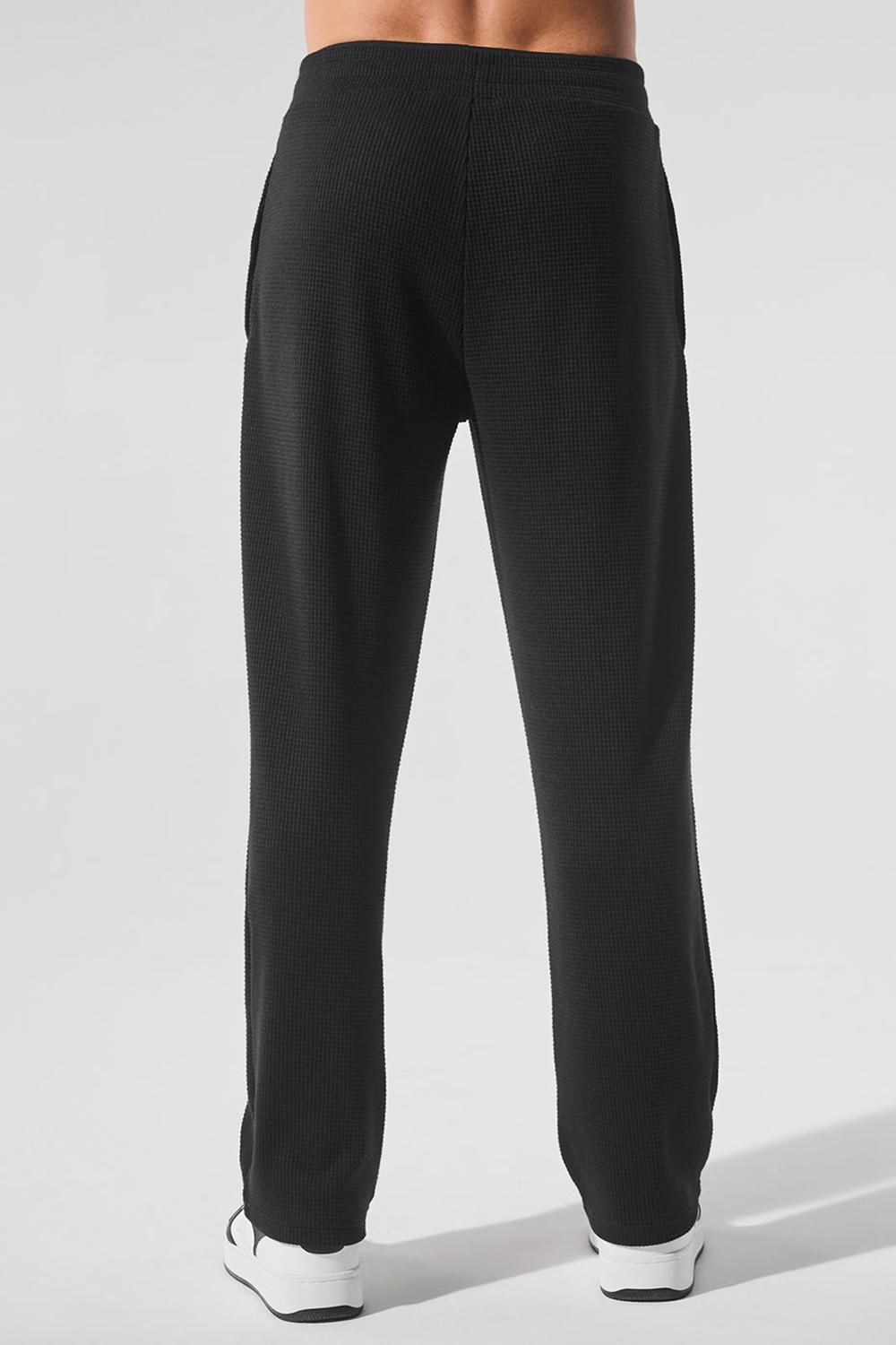 Black Men Alo Yoga Elevate Waffle Straight Leg Pant | Australia  13498-VFZJ