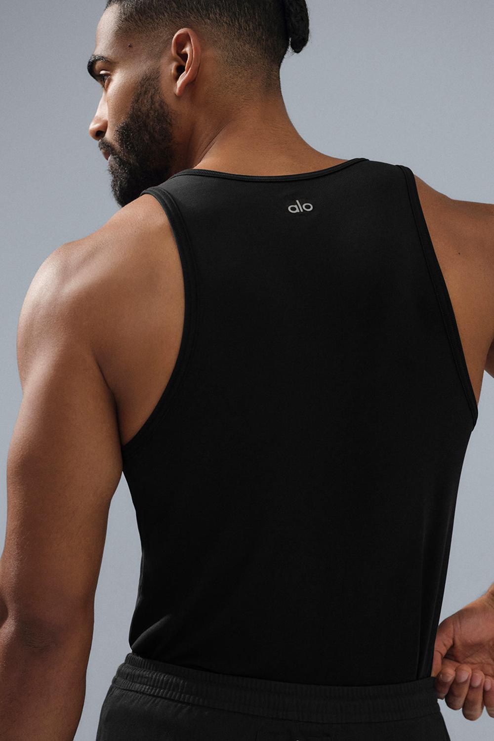 Black Men Alo Yoga Everyday Modal Rib Tank | Australia  98735-QFDU